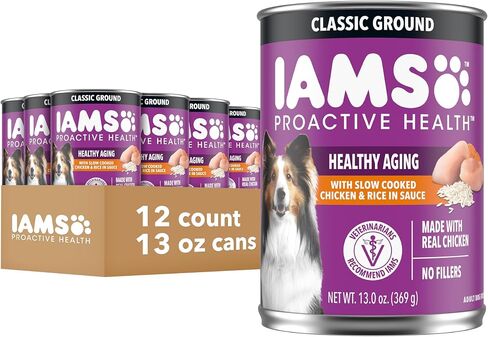 IAMS Proactive Health Senior Ground Wet Dog Food, Chicken, 13 oz, 12 Pack in Kuwait