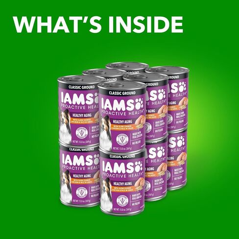 IAMS Proactive Health Senior Ground Wet Dog Food, Chicken, 13 oz, 12 Pack in Kuwait