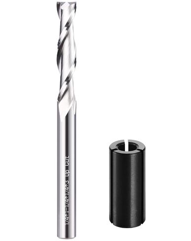 Helovmine 1/4 Inch Shank Spiral Router Bit 2 Flutes HRC55 Solid Carbide Spiral Milling Tool 1/4 Inch Cutting Diameter 3 inch Extra Long CNC Router Wood End Mill Router Bits for Wood Cut, Carving- Down Cut in Kuwait