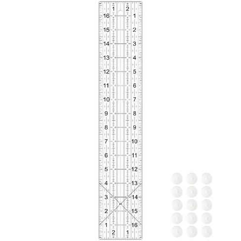 Acrylic Quilters Ruler,Sewing Ruler,3-Inch by 17-Inch, Non Slip Rings 15 Pieces for Quilting and Sewing (Clear) in Kuwait