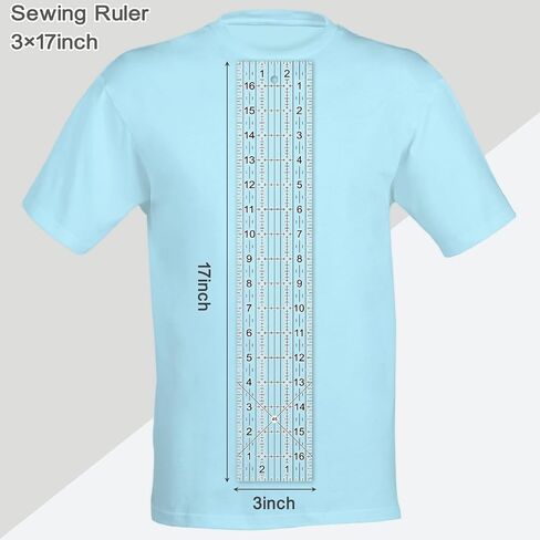 Acrylic Quilters Ruler,Sewing Ruler,3-Inch by 17-Inch, Non Slip Rings 15 Pieces for Quilting and Sewing (Clear) in Kuwait