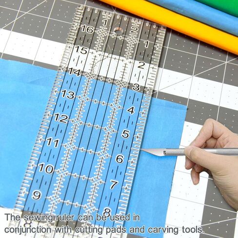 Acrylic Quilters Ruler,Sewing Ruler,3-Inch by 17-Inch, Non Slip Rings 15 Pieces for Quilting and Sewing (Clear) in Kuwait