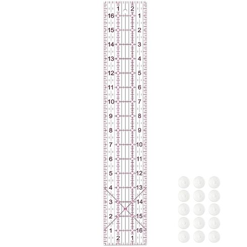 Acrylic Quilters Ruler,Sewing Ruler,3-Inch by 17-Inch, Non Slip Rings 15 Pieces for Quilting and Sewing (Clear) in Kuwait