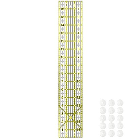 Acrylic Quilters Ruler,Sewing Ruler,3-Inch by 17-Inch, Non Slip Rings 15 Pieces for Quilting and Sewing (Clear) in Kuwait