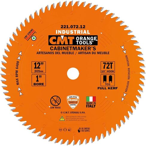 CMT 221.072.12 Industrial Cabinetshop Saw Blade, 12-Inch x 72 Teeth TCG Grind with 1-Inch Bore, PTFE Coating in Kuwait