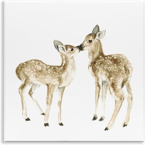 Stupell Industries Baby Deer Fawn Watercolor Painting Kids' Nursery Animal Canvas Wall Art, 17 x 17, Brown in Kuwait