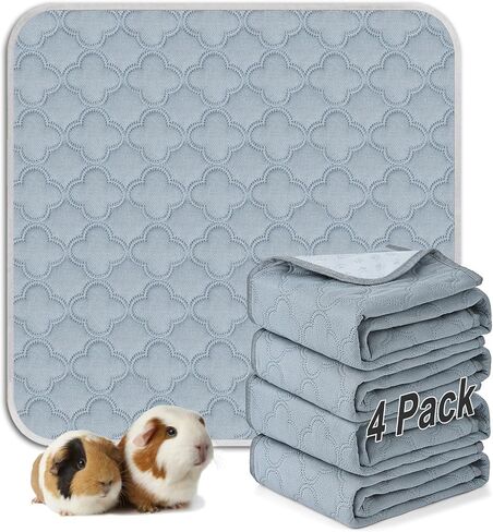 FunFurry Washable Guinea Pig Cage Liner - 4 Pack Reusable Washable Pee Pads，Waterproof Guinea Pig Bedding for Small Animal - Rabbit Bunny Hamster Puppy (Dark Grey, 12" X 12" - 4 Pack) in Kuwait