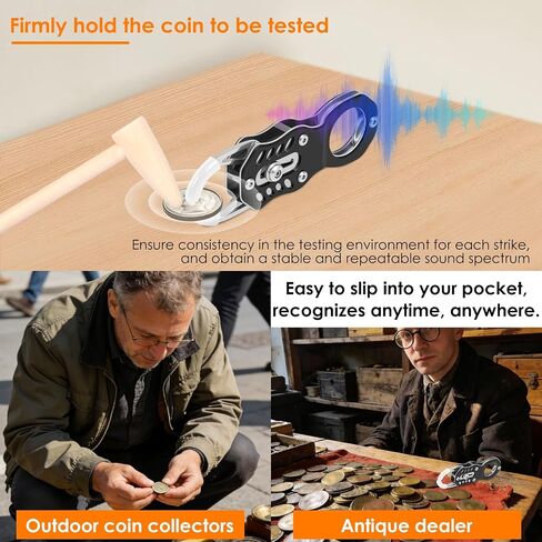 Silver Gold Coin Tester Kit, Portable Pocket Coin Tester Kit, Precious Metal Verifier, Coin Ping Testing Integrate Acoustic Magnetic and Dimensional Detection in Saudi Arabia