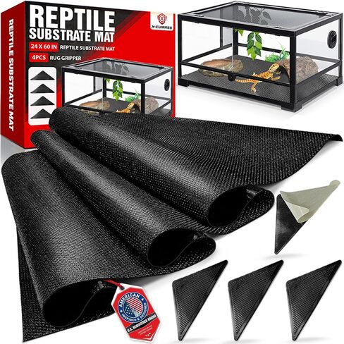 Extra Thick 24"x60" Reptile Substrate Mat, 4PCS Rug Gripper (without Tank) in Kuwait