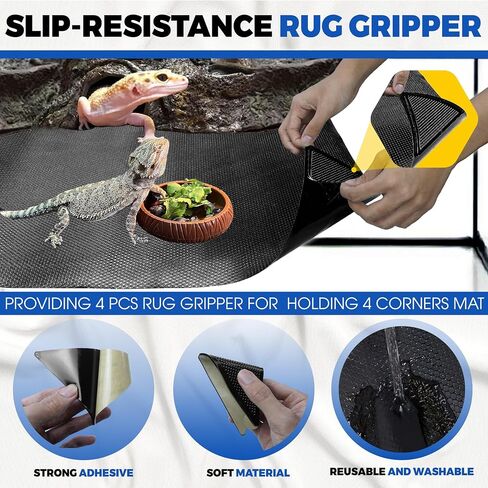 Extra Thick 24"x60" Reptile Substrate Mat, 4PCS Rug Gripper (without Tank) in Kuwait