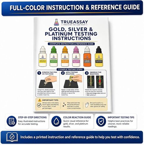 Gold, Silver & Platinum Testing Kit 150-200 Tests 10K 14K 18K Solutions with 2"x4" Test Stone Precious Metal Tester Real/Fake Check Analysis Kit in Kuwait