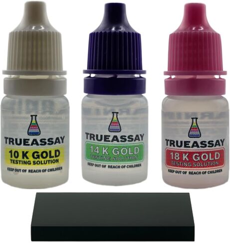 Gold, Silver & Platinum Testing Kit 150-200 Tests 10K 14K 18K Solutions with 2"x4" Test Stone Precious Metal Tester Real/Fake Check Analysis Kit in Kuwait