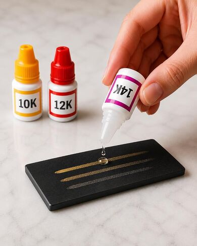 Gold, Silver & Platinum Testing Kit 150-200 Tests 10K 14K 18K Solutions with 2"x4" Test Stone Precious Metal Tester Real/Fake Check Analysis Kit in Kuwait