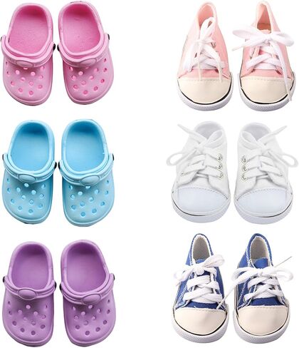 6 Pairs Doll Shoes for 18 Inch Dolls, 6 Pairs Doll Accessories in Kuwait
