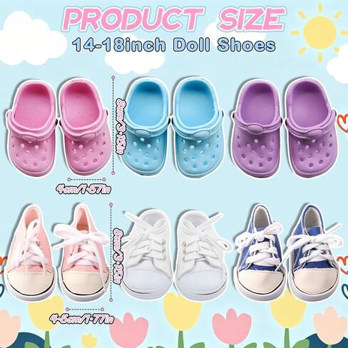 6 Pairs Doll Shoes for 18 Inch Dolls, 6 Pairs Doll Accessories in Kuwait