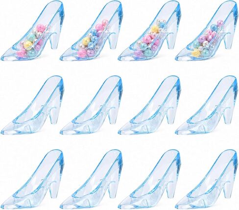 ZZYFGH 12 Pcs Mini Plastic High Heels Shoes 3.5 inch Clear Mini Cinderella Princess Slippers Glass Heels Princess for Wedding Birthday Party Table Favors Decoration (Clear) in Kuwait