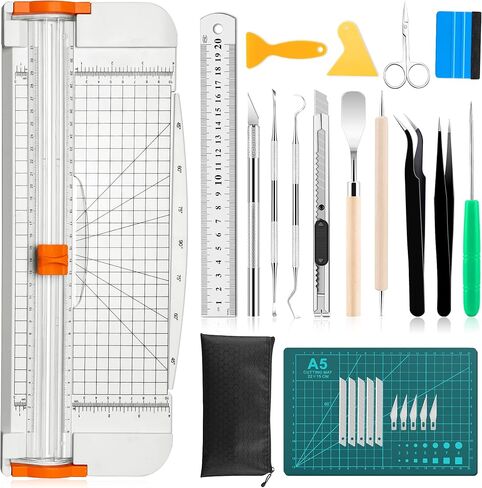27PCS Craft Weeding Tools for Vinyl Kit,Utility Knife Set with 12Inch Paper Cutter Trimmer for Scrapbooking,Silhouettes,Cameos,DIY Art Crafting,Cutting,Splicing,Cardstock in Kuwait