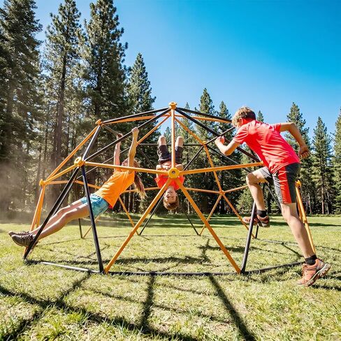 jumpfly 10FT Climbing Dome with Hammock & Ball Toss Game, 880LBS Geometric Dome Climber with Cat Paw Safety Holds, Anti-Rust Outdoor Jungle Gym Play Equipment for Kids 3-12 Years in Saudi Arabia