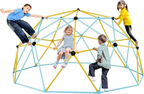 VEVOR Climbing Dome, 10FT Geometric Dome Climber with Saucer Swing, 1000LBS Loading Kid's Jungle Gym Playground, Easy-Assembly Outdoor Backyard Climbing Equipment for Boys Girls 3 to 10 Years Old in Kuwait