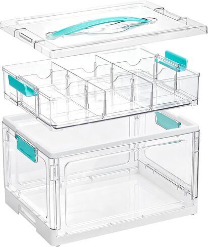 Vtopmart 32 QT Clear Craft Organizer with Removable Divider Tray, 1 Pack in Saudi Arabia