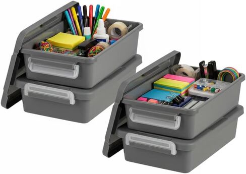 IRIS USA Storage Bins with Lids |Made in USA| 6 Qt - (2-Pack) - Gray in Saudi Arabia