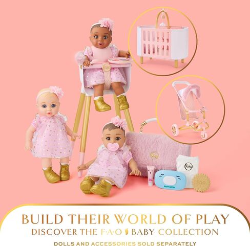 FAO Schwarz Baby Doll Crib & Play Mat with Mattress Pillow & Pretend Mobile in Kuwait