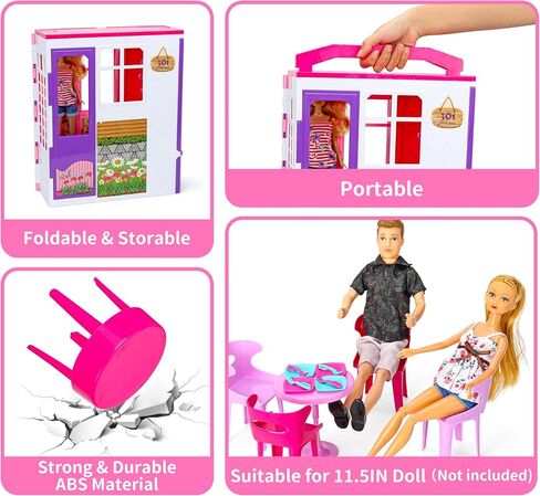 Style Shine Foldable 1-Story Dollhouse, Doll House Playset for Kid Age 3-10 in Kuwait