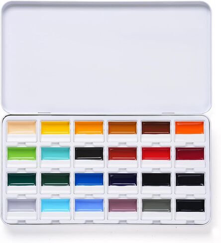 Fuumuui CREAMORA Watercolor Paint Set 24 Color Opaque Semi-Solid Muted Gray Tone Paint | for Soft Gradient, Professional Adult Beginner Artist Supplies for Realistic Landscape Hobbyists Art Painting in Kuwait