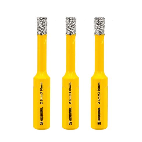 Dry Diamond Core Drill Bit,HIGHDRIL 5Pcs Diameter 6mm 1/4" with Triangle Shank Vacuum Brazed Hole Saw for Concrete Granite Marble Glass Porcelain Tile Masonry Brick in Kuwait