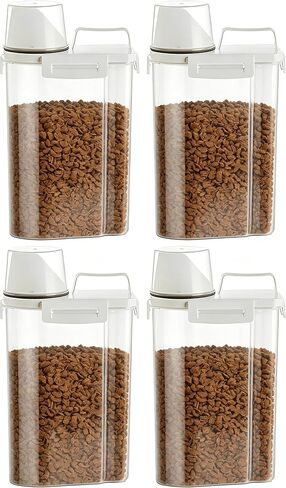 Gagee 4 Pack 3-5 Lb Pet Dog Cat Food Storage Container With Measuring Cup in Kuwait
