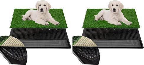 Artificial Dog Grass Pad with Tray for Potty – 16x20 inches Strong Absorbency Grass Pad, Dog Litter Box for Indoor/Balcony/Apartment in Saudi Arabia
