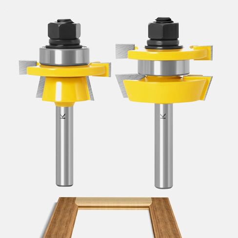 ASNOMY 2Pcs Shaker Rail and Stile Router Bits for Cabinet Door, 1/4 Inch Shank Woodworking Tongue and Groove Router Bit for Cabinet Door in Kuwait