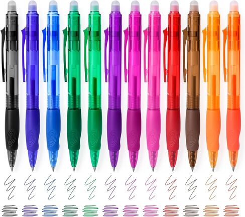 Erasable Gel Pens Clicker: 12 Pack 0.5mm Colored Pens School Supplies in Saudi Arabia
