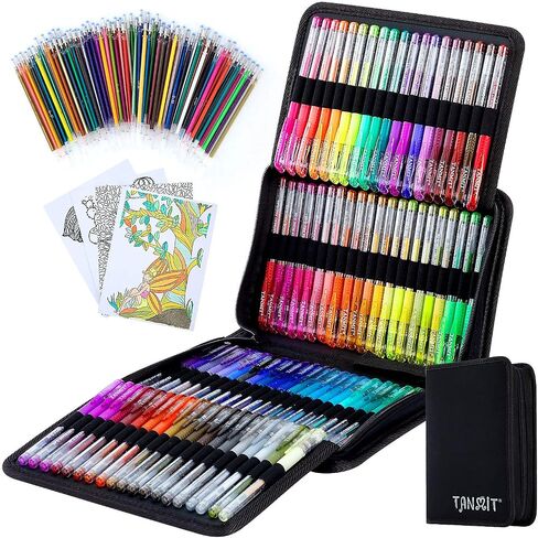 Glitter Gel Pens, 160 Pack Glitter Pen with Case for Adults Coloring Books in Kuwait