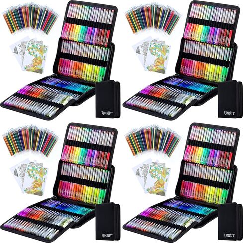 Glitter Gel Pens, 160 Pack Glitter Pen with Case for Adults Coloring Books in Kuwait
