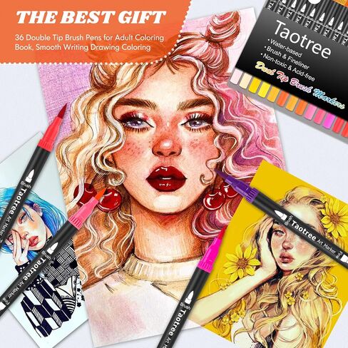 Taotree 36 Colors Dual Tip Art Coloring Markers for Adult Coloring Books in Kuwait