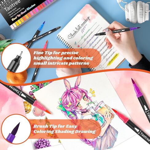 Taotree 36 Colors Dual Tip Art Coloring Markers for Adult Coloring Books in Kuwait