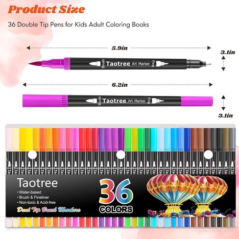 Taotree 36 Colors Dual Tip Art Coloring Markers for Adult Coloring Books in Kuwait
