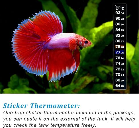 PULACO 200Watt Aquarium Heater for 25-50 Gallon Fish Tank, Adjustable Submersible Heater Thermostat with Thermometer Strip and Suction Cup in Kuwait