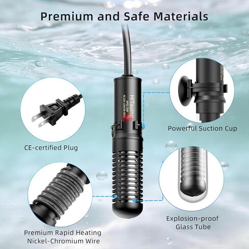 HiTauing Small Aquarium Heater 25W, Constant Temperature 78℉ Fish Tank Heater with Digital Thermometer, Submersible Betta/Turtle Tank Heater for Freshwater and Saltwater Tanks in Saudi Arabia
