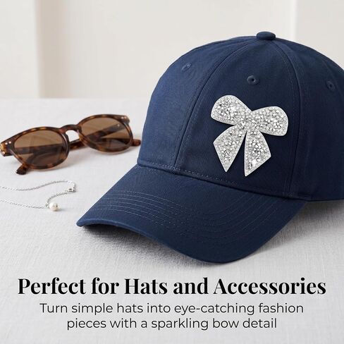 6 Pack Silver Rhinestone Bow Patches, Sparkly Bow Appliques with Hot Melt Adhesive Backing, Decorative Iron On Style Embellishments for Jackets, Hats, Bags, Jeans and Shoes in Saudi Arabia