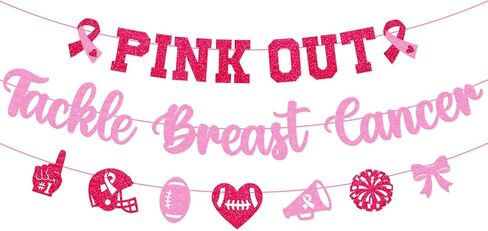 Pink Out Tackle Breast Cancer Banner, Breast Cancer Football Decorations in Kuwait
