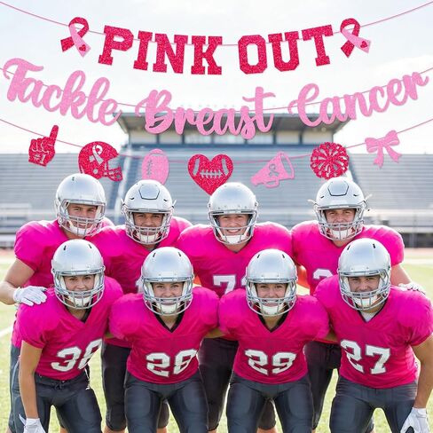 Pink Out Tackle Breast Cancer Banner, Breast Cancer Football Decorations in Kuwait