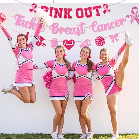 Pink Out Tackle Breast Cancer Banner, Breast Cancer Football Decorations in Kuwait