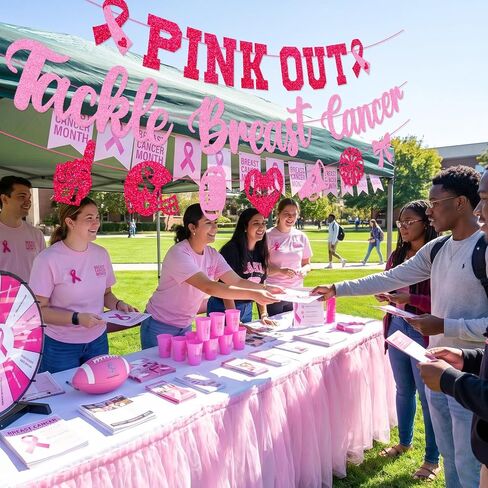 Pink Out Tackle Breast Cancer Banner, Breast Cancer Football Decorations in Kuwait