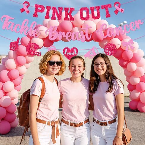Pink Out Tackle Breast Cancer Banner, Breast Cancer Football Decorations in Kuwait