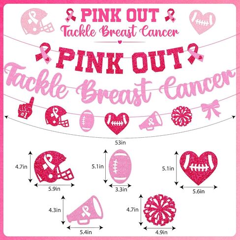 Pink Out Tackle Breast Cancer Banner, Breast Cancer Football Decorations in Kuwait