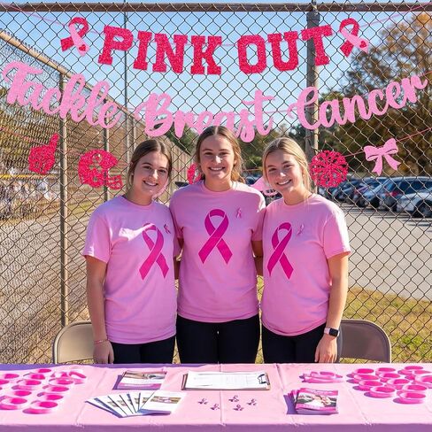 Pink Out Tackle Breast Cancer Banner, Breast Cancer Football Decorations in Kuwait