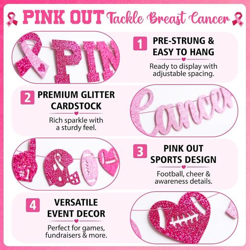 Pink Out Tackle Breast Cancer Banner, Breast Cancer Football Decorations in Kuwait