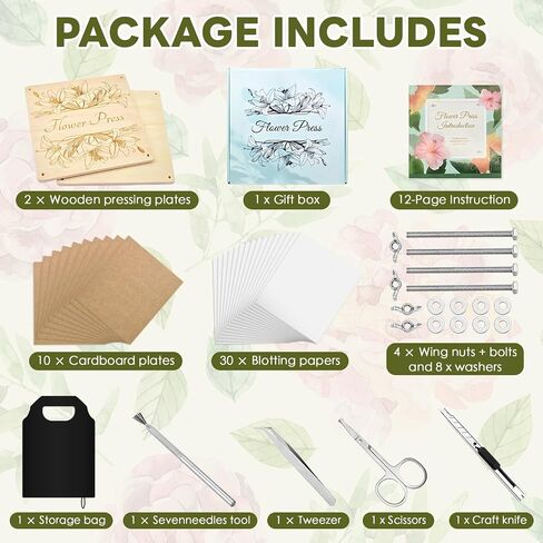 GTQYYF Flower Press Kit 11" x 11" Large Wooden Flower Presser, 10-Layer Flower Pressing Kit for Adults & Teens, DIY Wedding Bouquet Preservation, Dried Flower Art, Pressed Flower & Leaf Crafts in Saudi Arabia